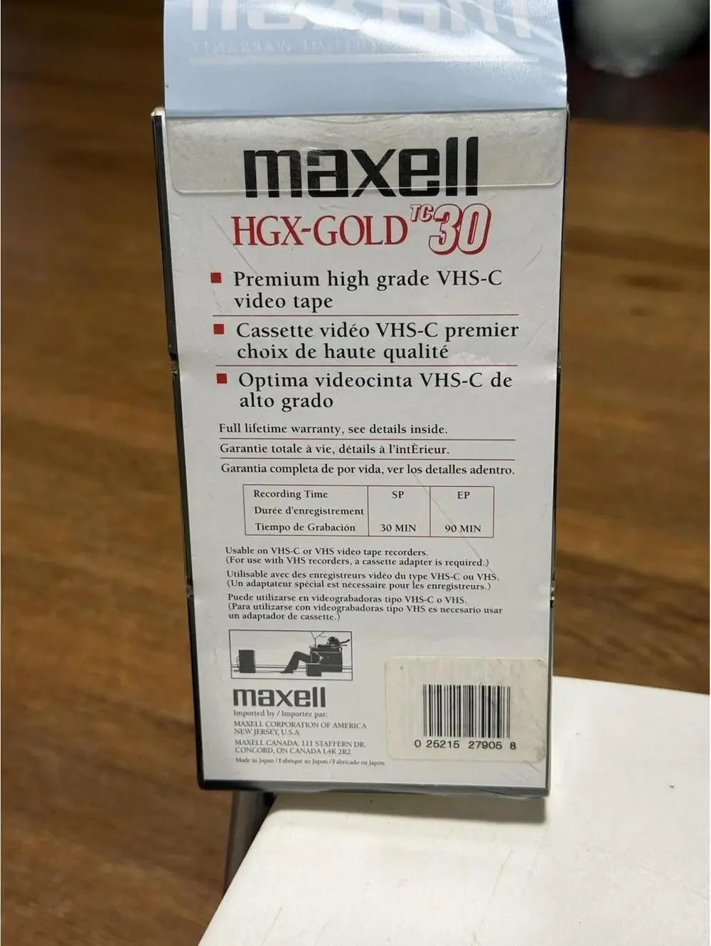 Maxell TC-30 VHS-C Premium High Grade HGX-Gold Camcorder Tapes-3 Pack Sealed New